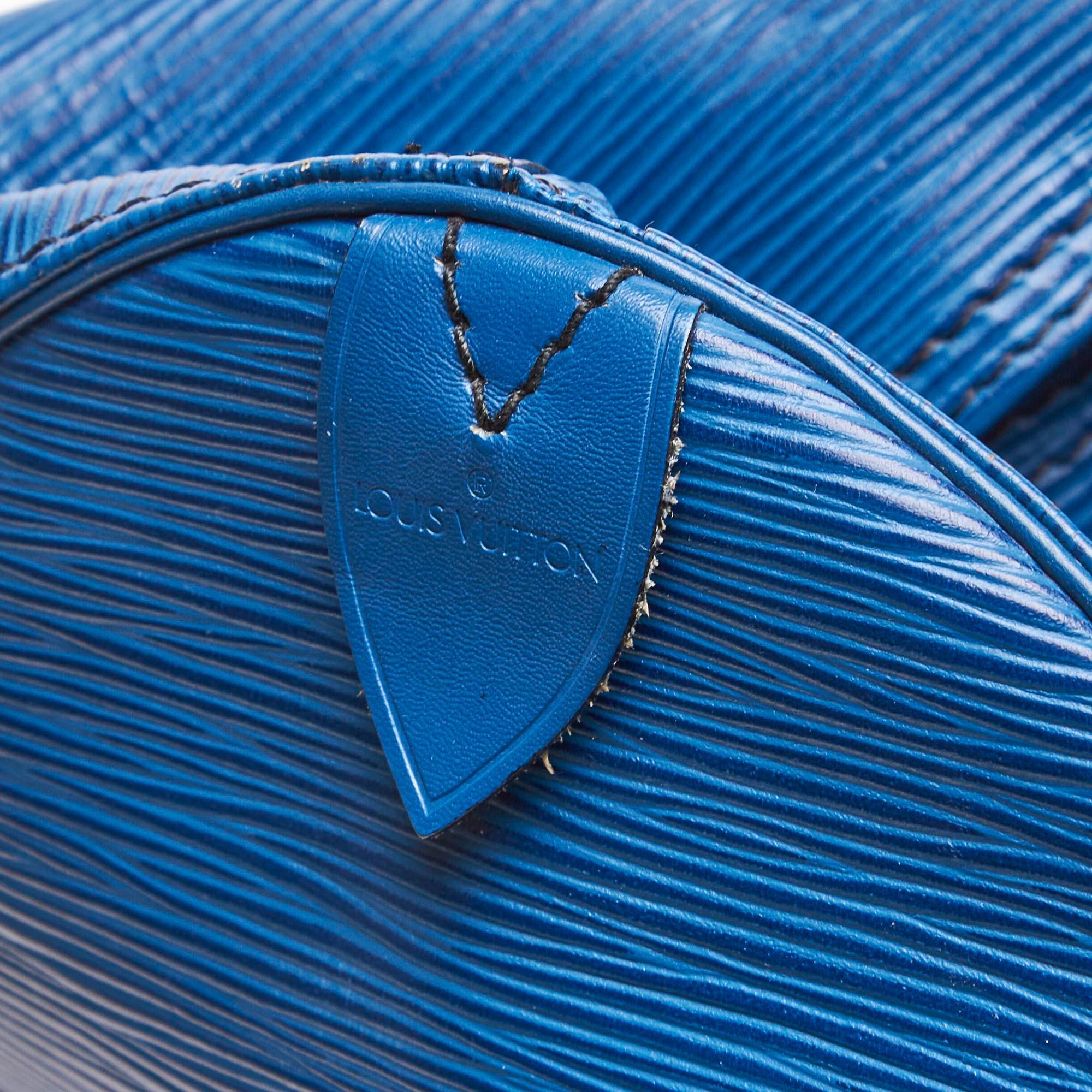 Vintage Authentic Louis Vuitton Blue Epi Leather Keepall 55 France LARGE  2