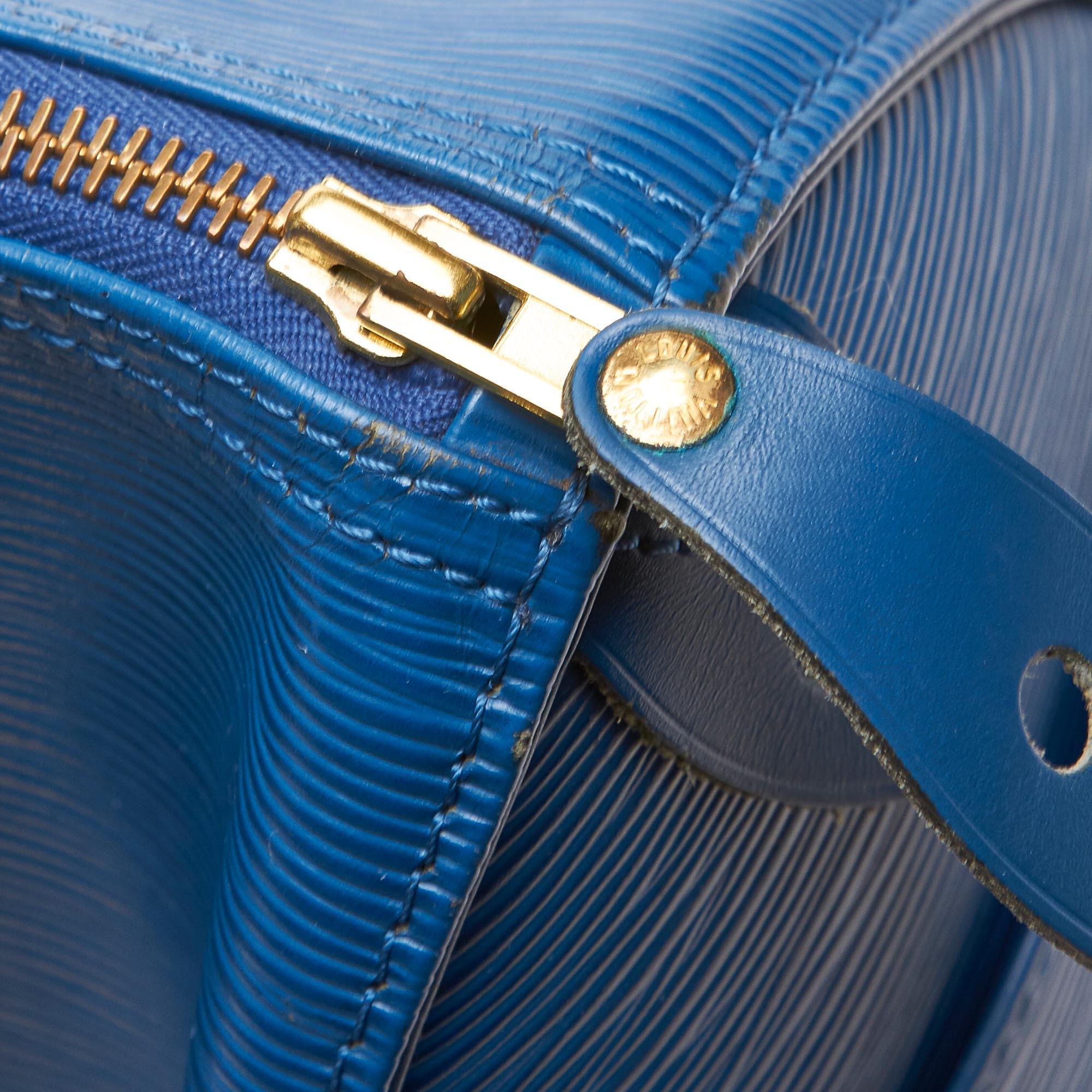 Vintage Authentic Louis Vuitton Blue Epi Leather Speedy 25 France MEDIUM  9