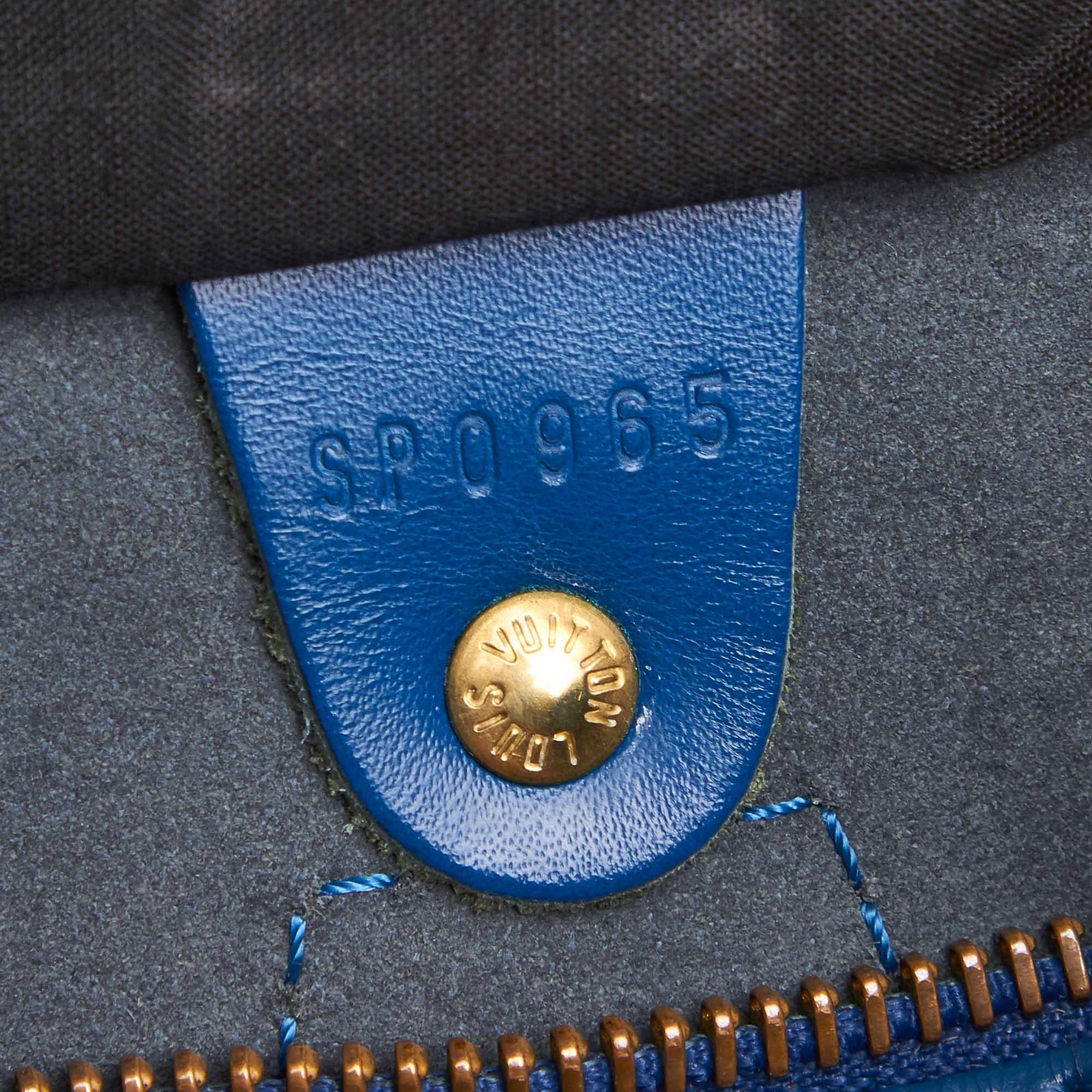 Vintage Authentic Louis Vuitton Blue Epi Leather Speedy 25 France MEDIUM  3