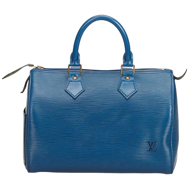 Vintage Authentic Louis Vuitton Blue Epi Leather Speedy 25 France MEDIUM at 1stdibs