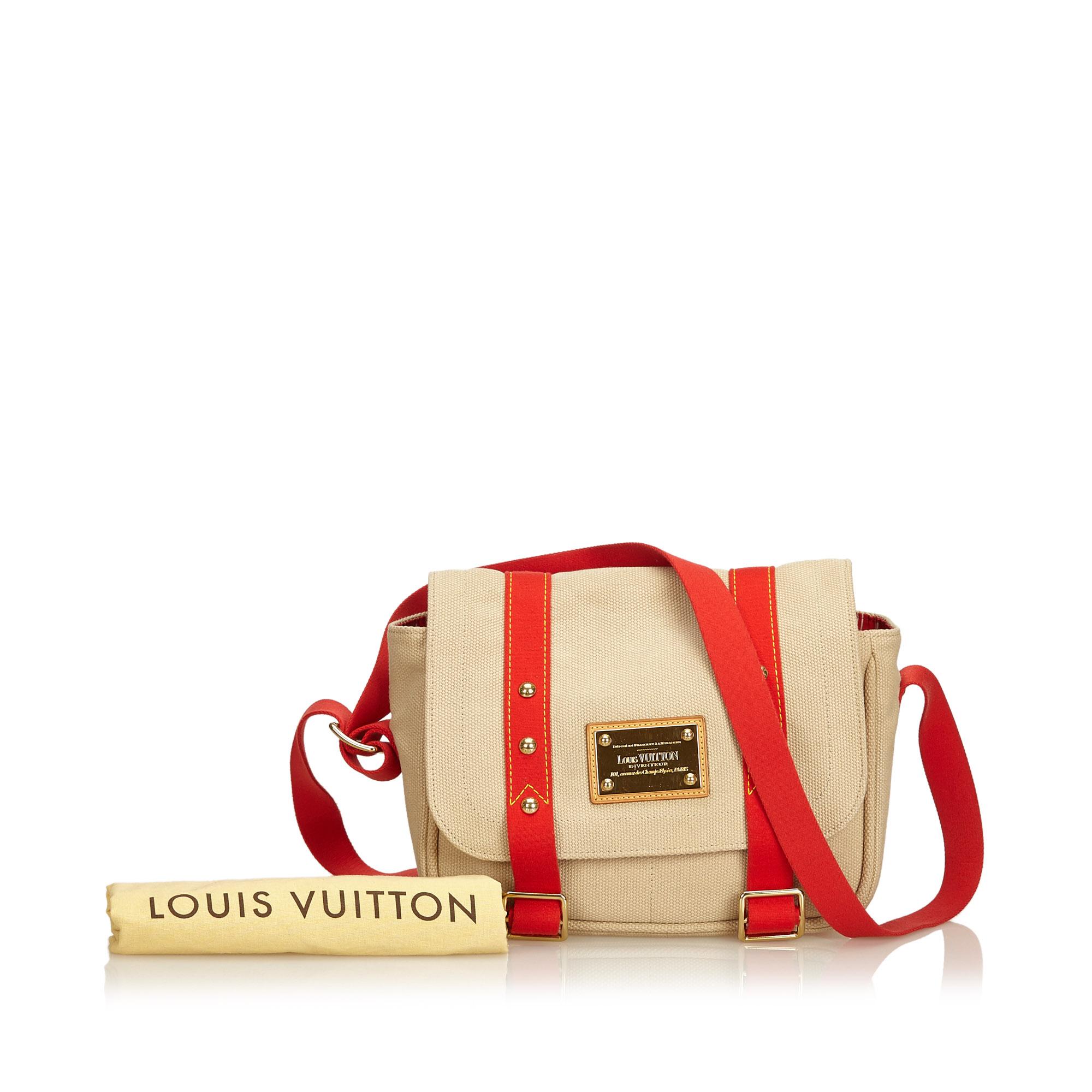 Vintage Authentic Louis Vuitton Brown Antigua Besace PM France w Dust Bag SMALL  For Sale 5