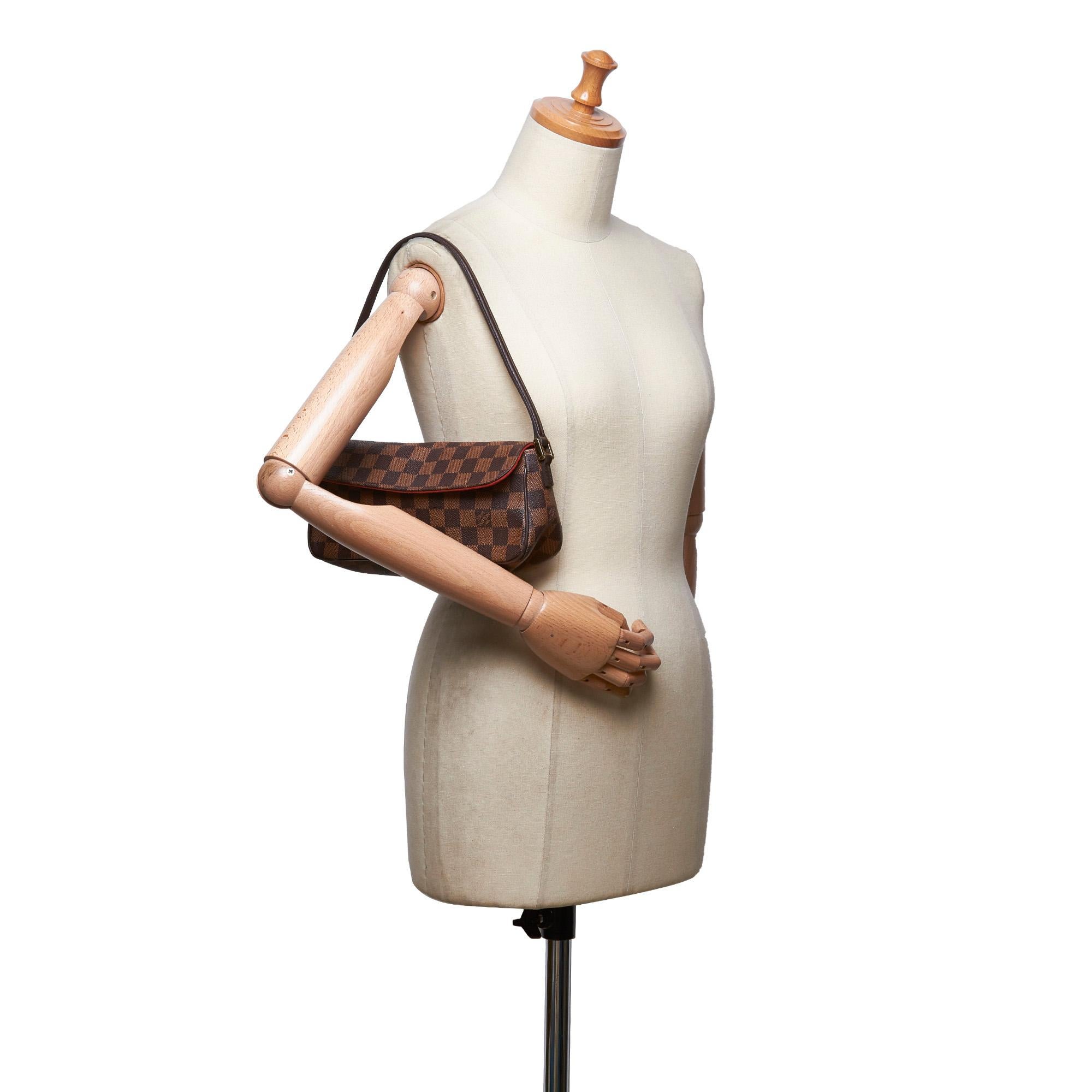 Vintage Authentic Louis Vuitton Brown Damier Canvas Ebene Recoleta France SMALL For Sale 4