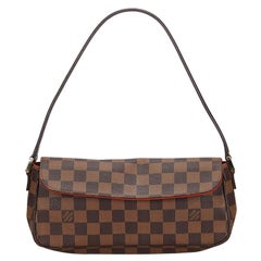 Vintage Authentic Louis Vuitton Brown Damier Canvas Ebene Recoleta France SMALL