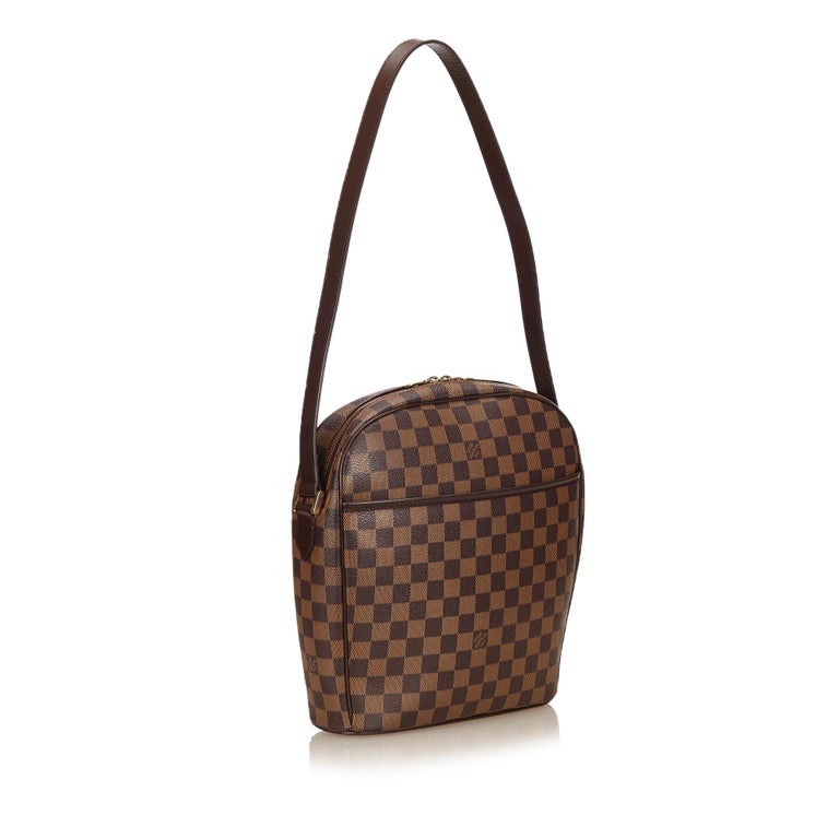 Vintage Authentic Louis Vuitton Brown Damier Canvas Ipanema GM France LARGE For Sale at 1stdibs