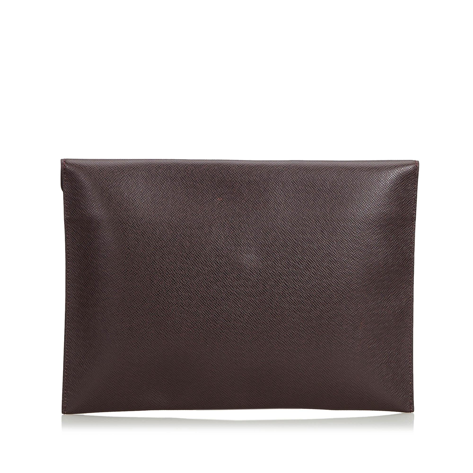 Black Vintage Authentic Louis Vuitton Brown Document Case Clutch Bag FRANCE SMALL  For Sale