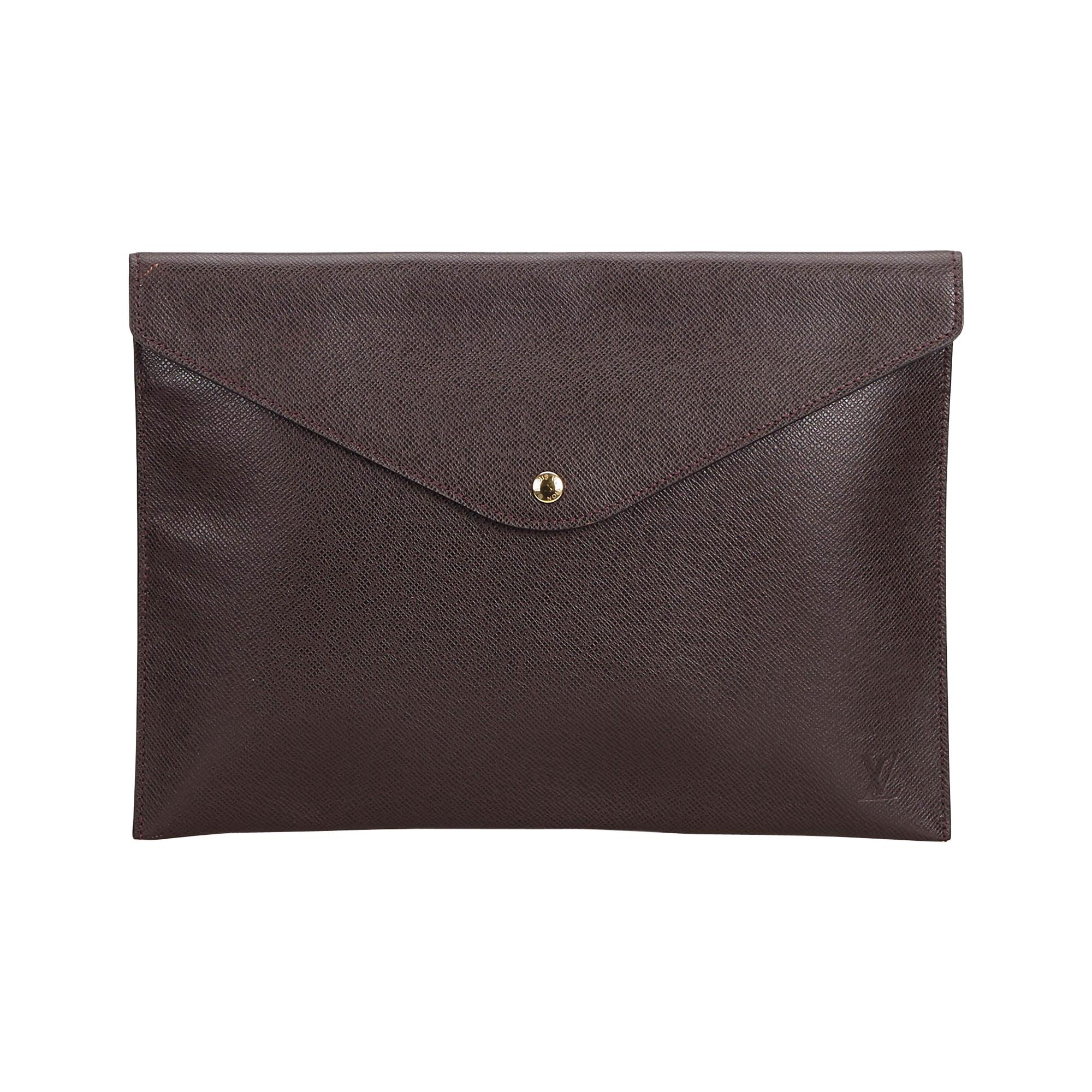 Vintage Authentic Louis Vuitton Brown Document Case Clutch Bag FRANCE SMALL  For Sale