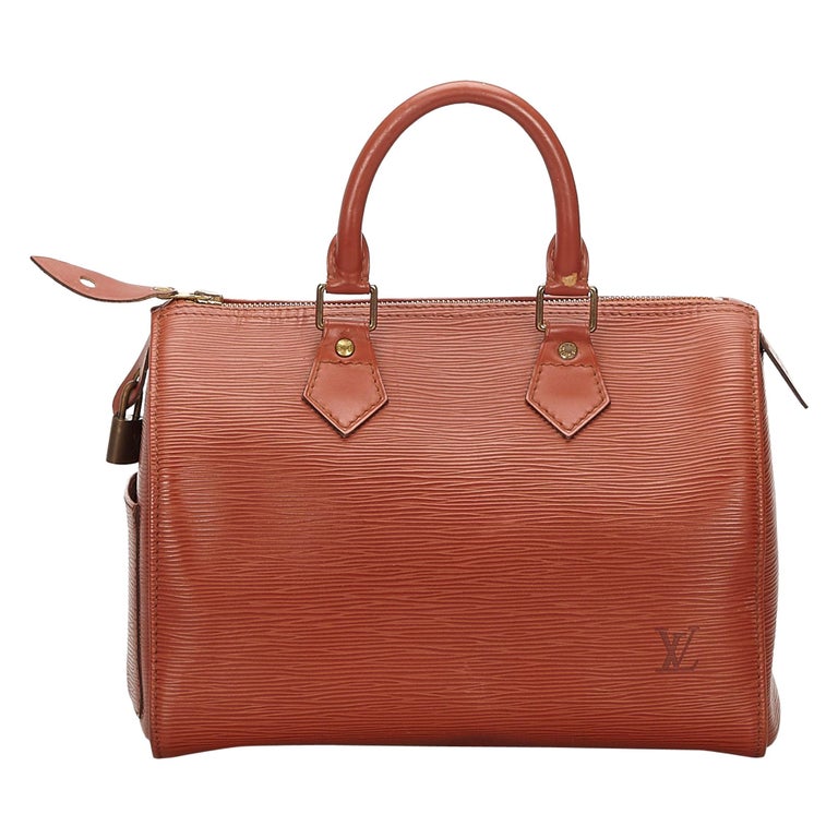 Vintage Authentic Louis Vuitton Brown Epi Leather Speedy 25 France w ...