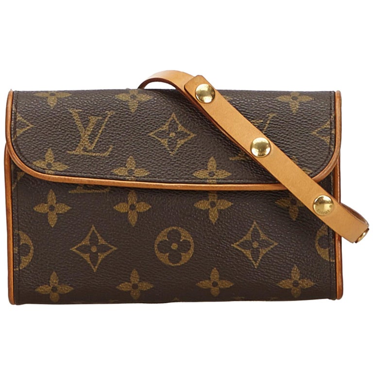 Vintage Authentic Louis Vuitton Brown Florentine Pochette France SMALL