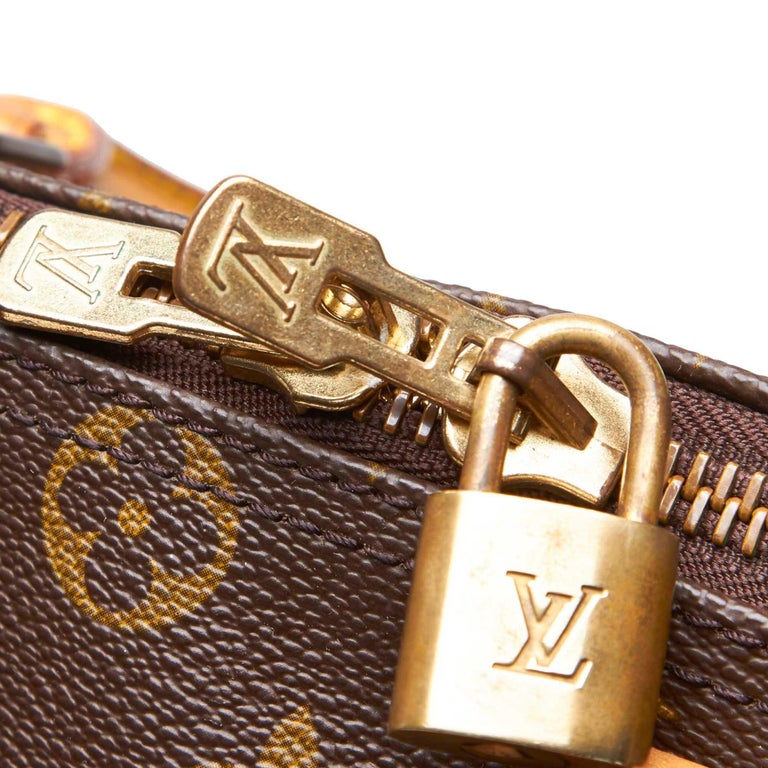 Vintage Authentic Louis Vuitton Brown Keepall 45 France w Padlock LARGE at 1stdibs