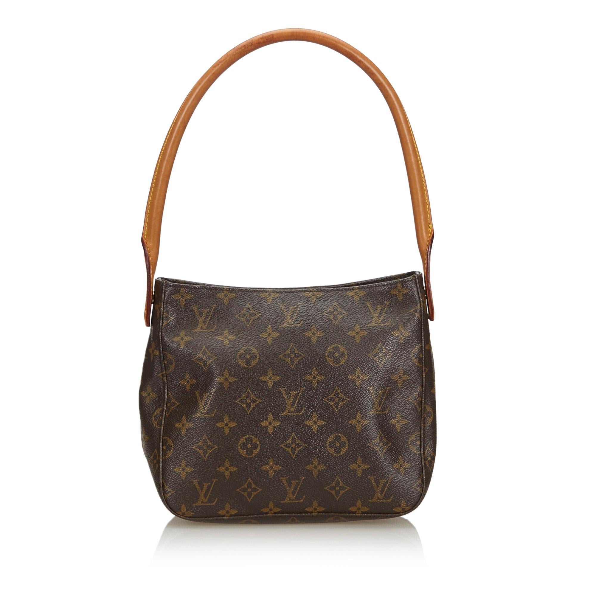 Black Vintage Authentic Louis Vuitton Brown Looping MM FRANCE w MEDIUM  For Sale