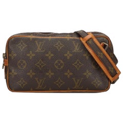 Vintage Authentic Louis Vuitton Brown Marly Bandouliere France SMALL 