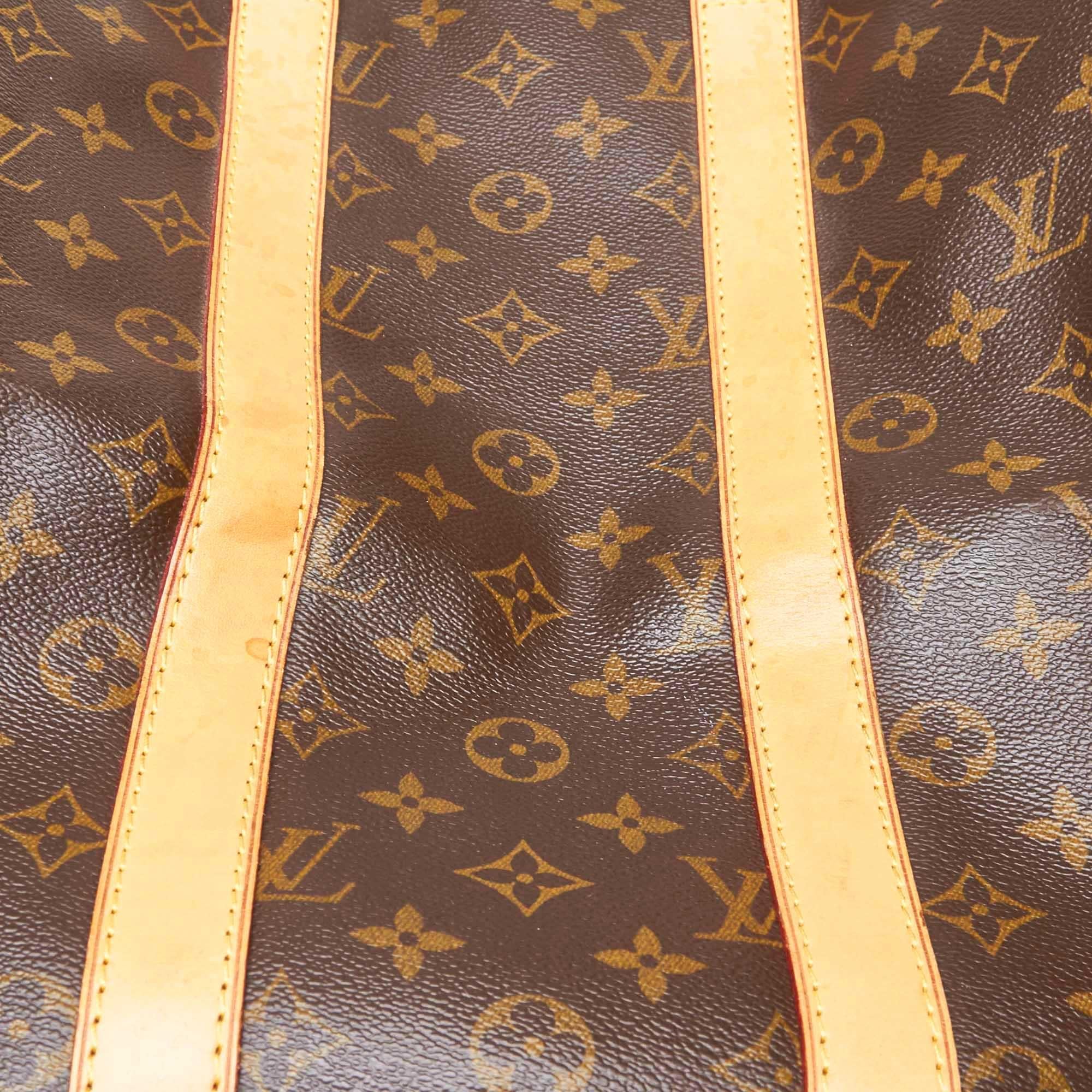 Vintage Authentic Louis Vuitton Brown Monogram Canvas Keepall 45 France LARGE  For Sale 2