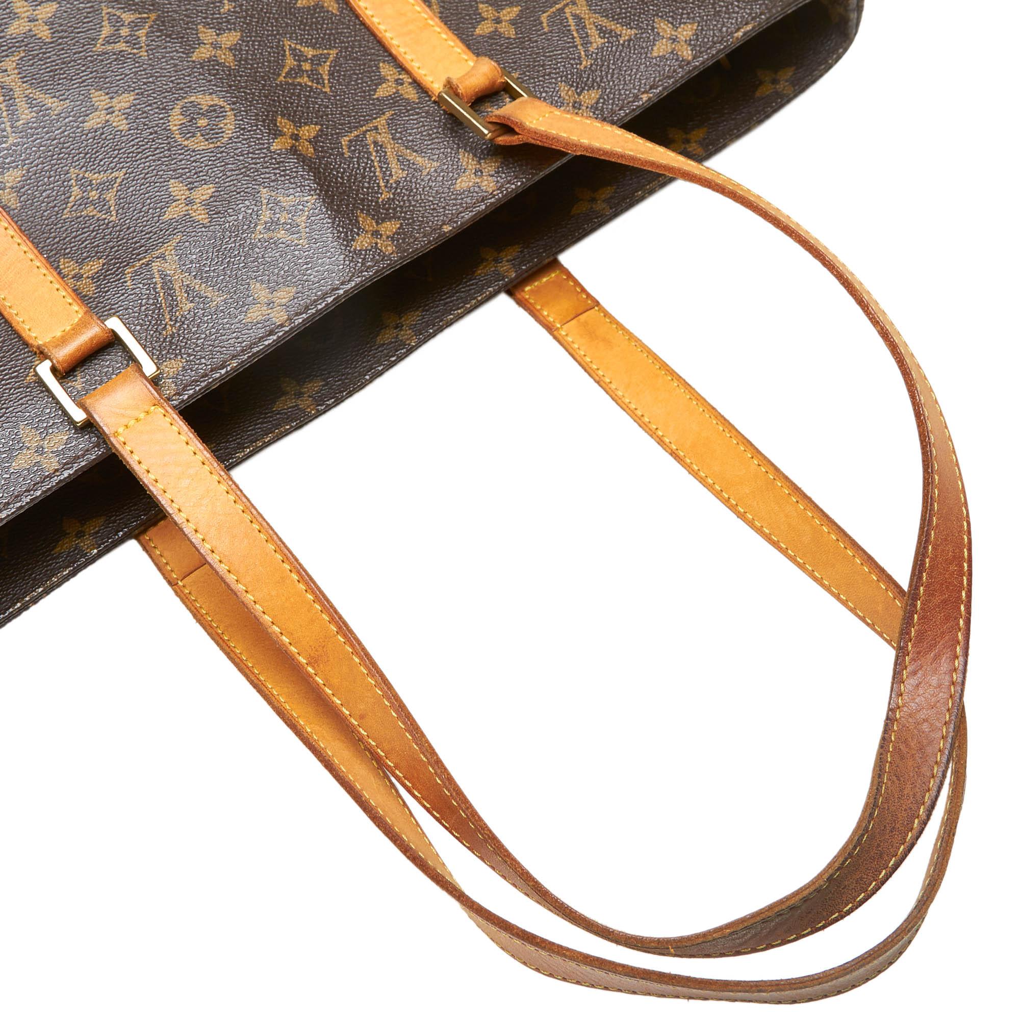 Vintage Authentic Louis Vuitton Brown Monogram Canvas Luco Tote France LARGE 8