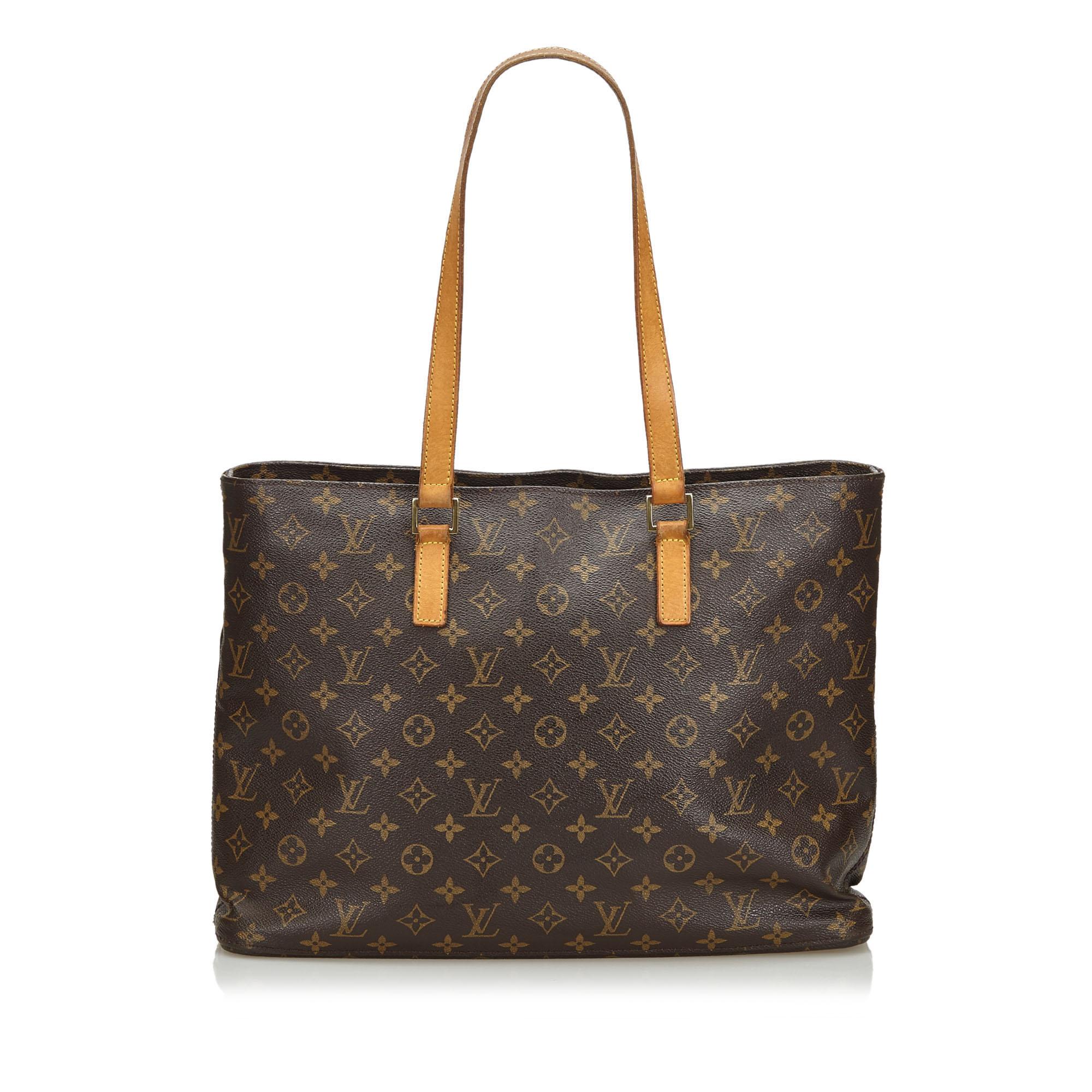 Black Vintage Authentic Louis Vuitton Brown Monogram Canvas Luco Tote France LARGE