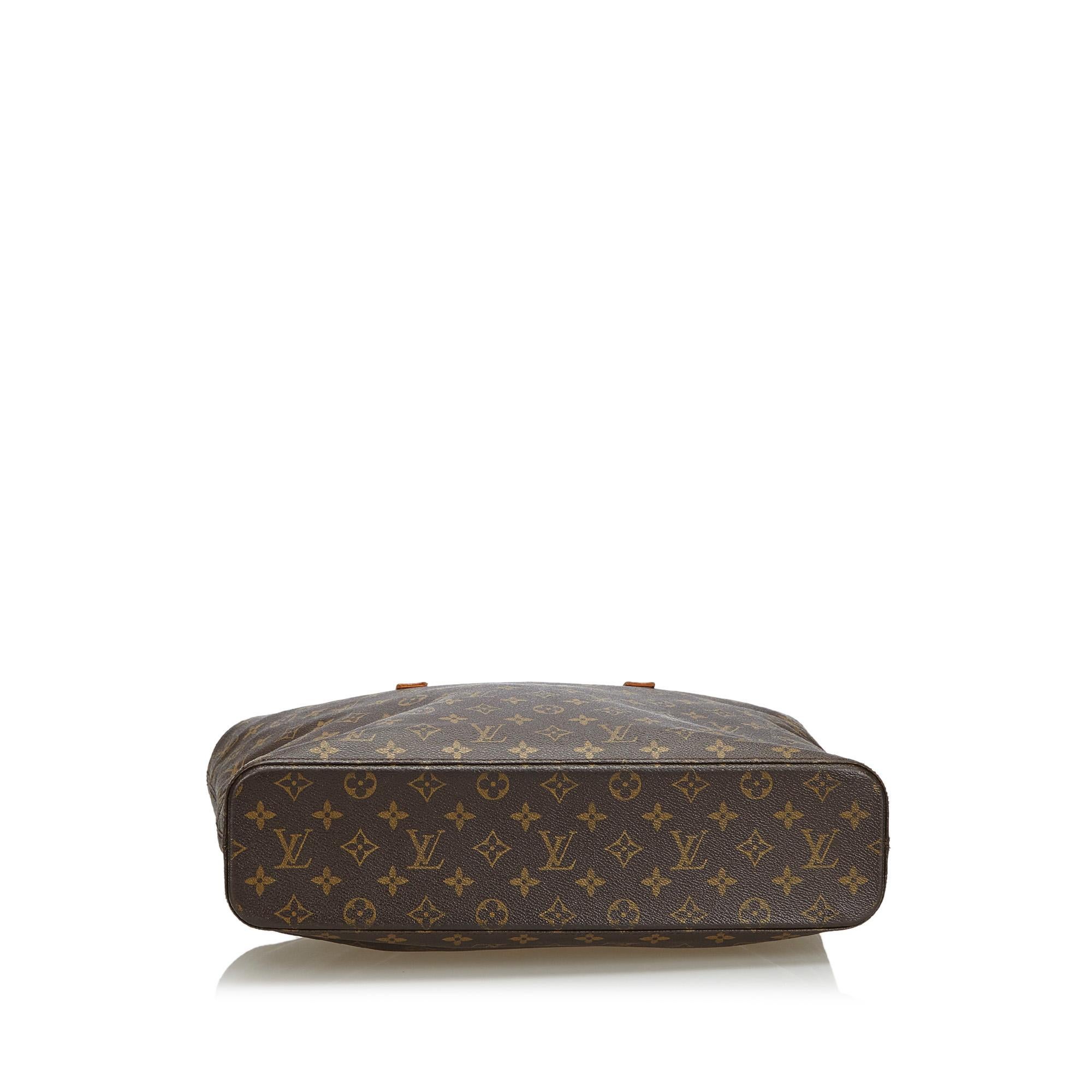 Vintage Authentic Louis Vuitton Brown Monogram Canvas Luco Tote France LARGE In Good Condition In Orlando, FL