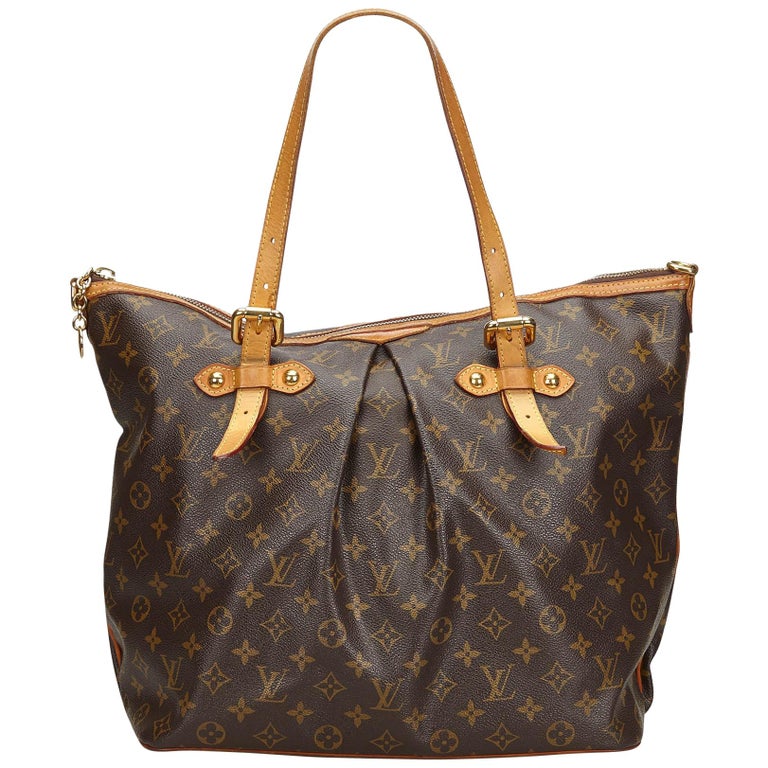 Vintage Authentic Louis Vuitton Brown Monogram Canvas Palermo GM France LARGE For Sale at 1stdibs