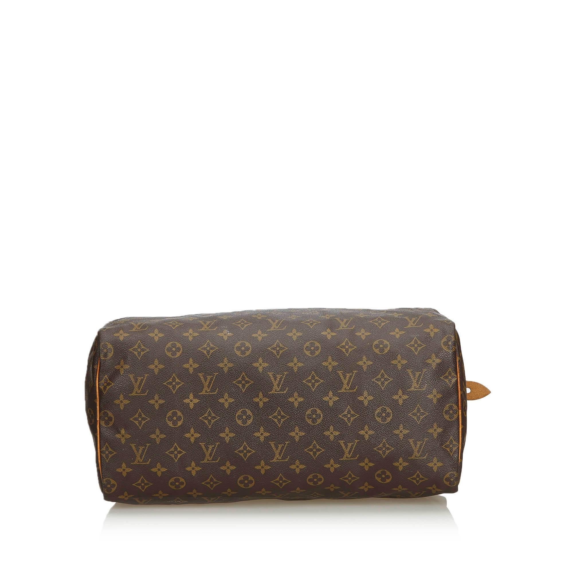 Vintage Authentic Louis Vuitton Brown Monogram Canvas Speedy 40 France LARGE  In Good Condition For Sale In Orlando, FL