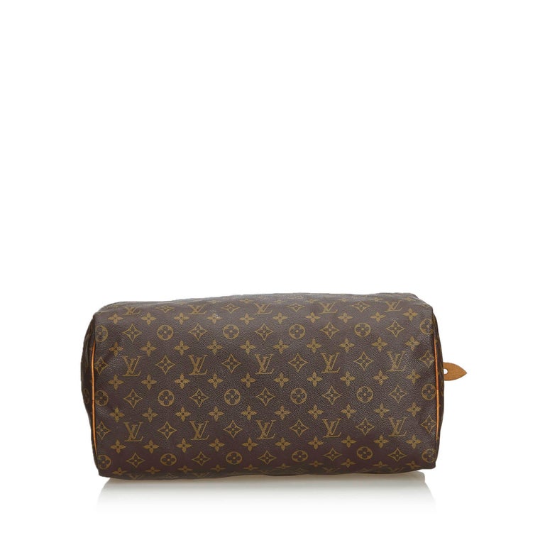 Vintage Authentic Louis Vuitton Brown Monogram Canvas Speedy 40 France LARGE For Sale at 1stdibs