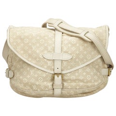 Louis Vuitton Fusain Monogram Mini Lin Saumur Shoulder Bag Louis Vuitton