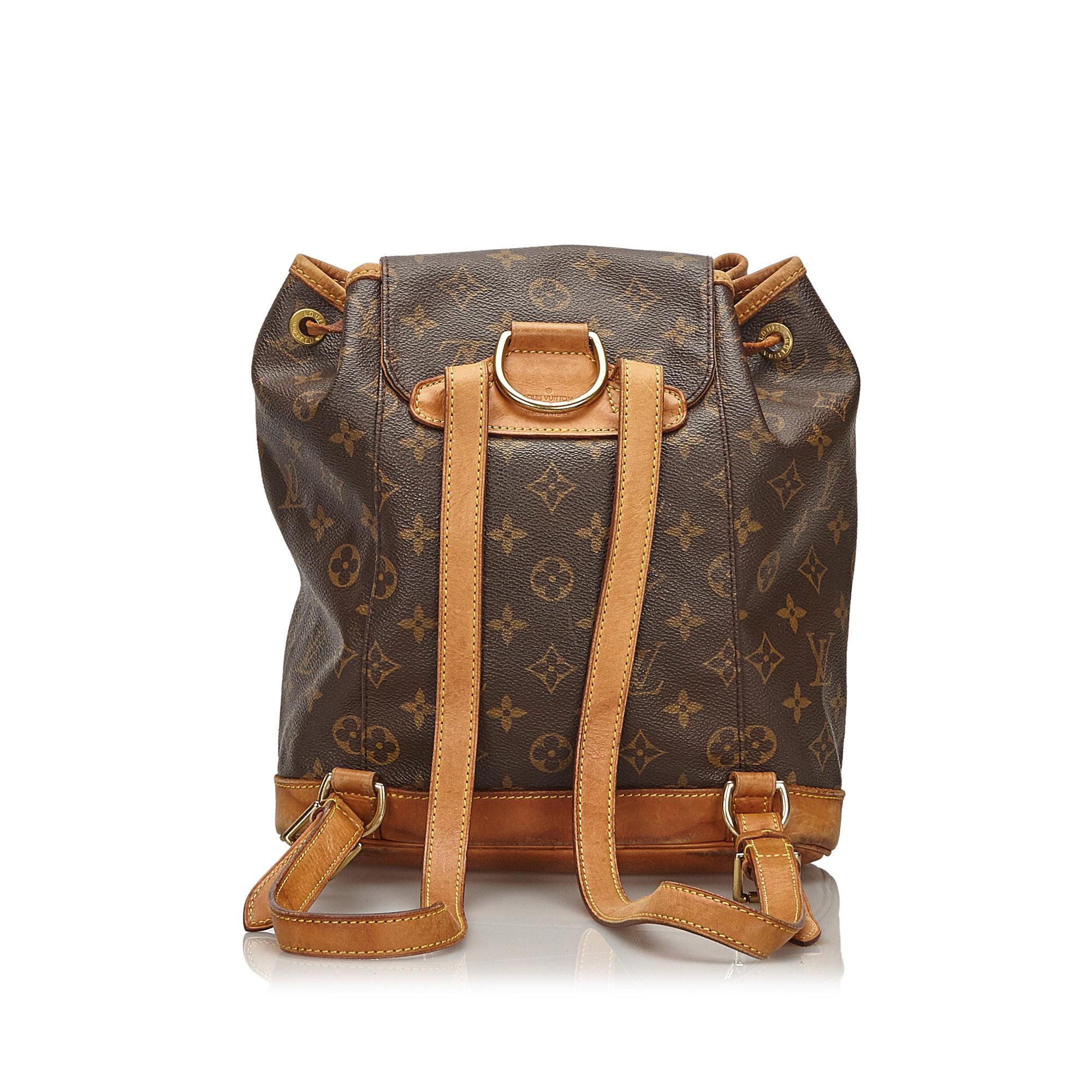 Vintage Authentic Louis Vuitton Brown Montsouris MM France MEDIUM  In Good Condition For Sale In Orlando, FL