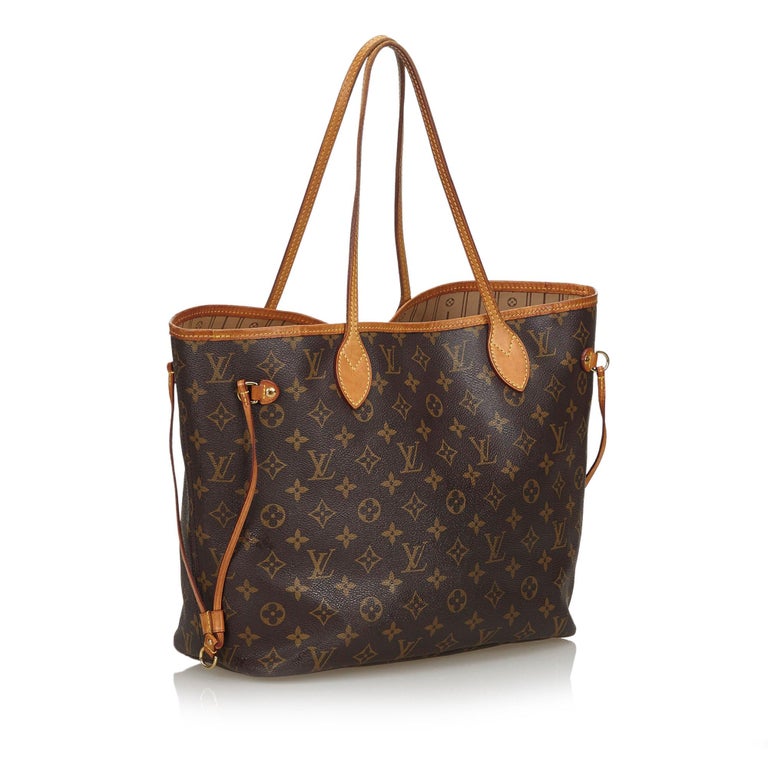Vintage Authentic Louis Vuitton Brown Neverfull MM France w Dust Bag MEDIUM For Sale at 1stdibs