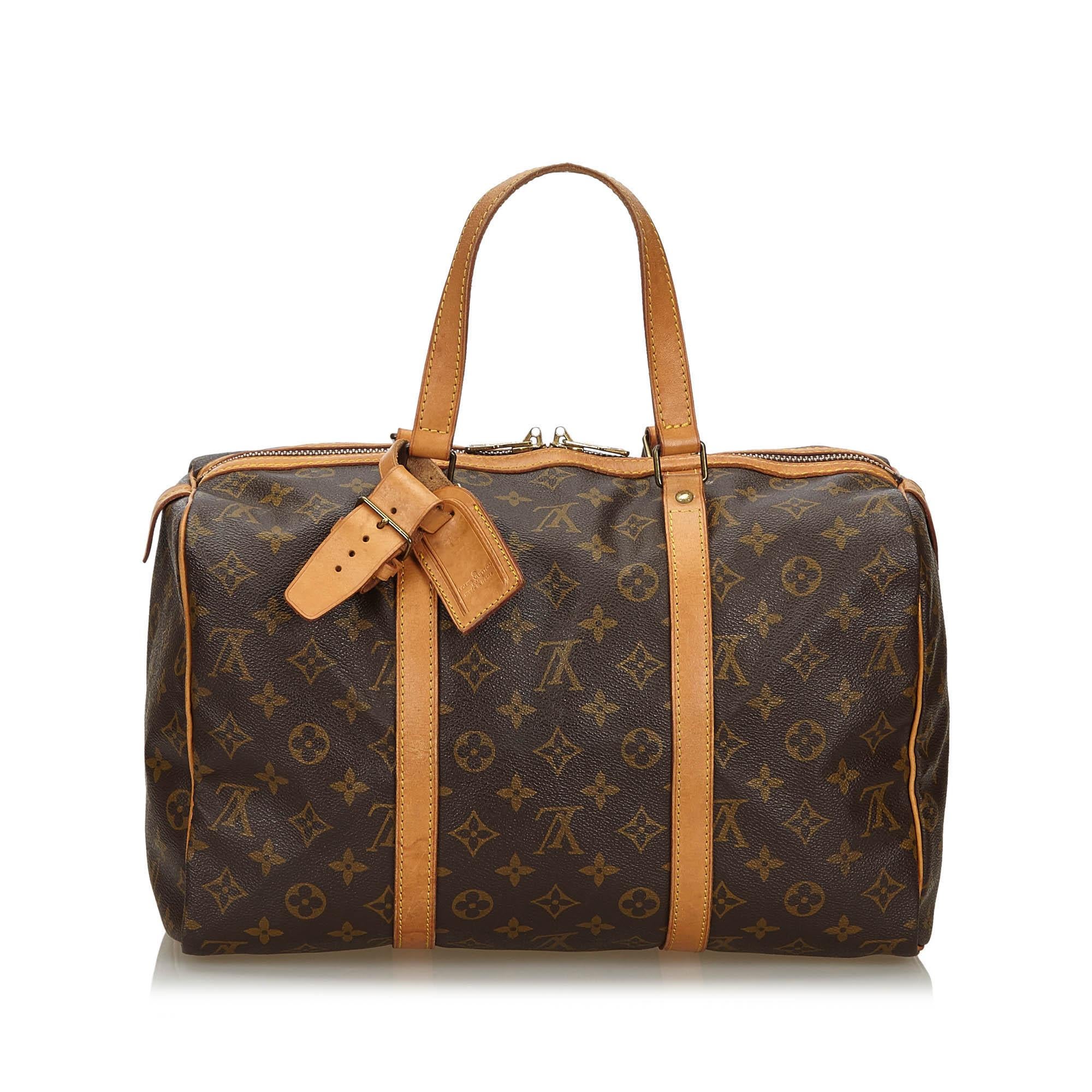 Vintage Authentic Louis Vuitton Brown Sac Souple 35 France LARGE  In Good Condition In Orlando, FL