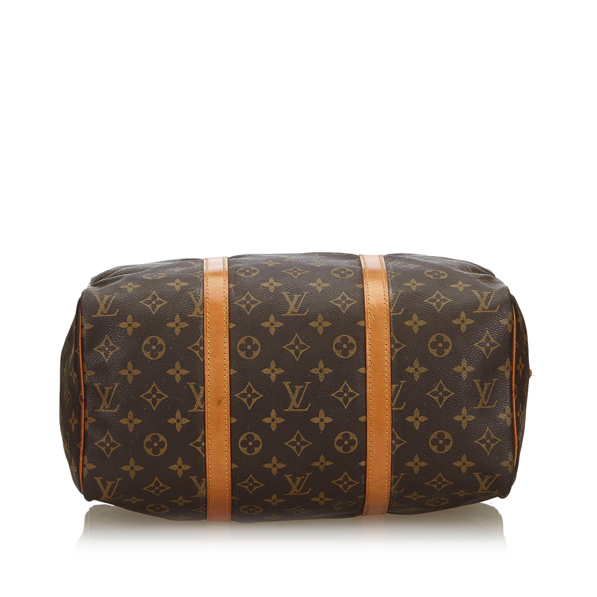 Vintage Authentic Louis Vuitton Brown Sac Souple 35 FRANCE w LARGE  In Good Condition For Sale In Orlando, FL