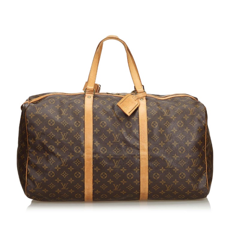 Vintage Authentic Louis Vuitton Brown Sac Souple 55 France w LARGE For Sale at 1stdibs