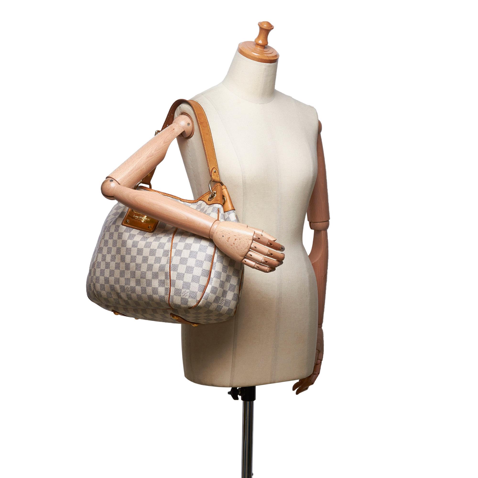Vintage Authentic Louis Vuitton Damier Canvas Azur Galliera PM France SMALL For Sale 8
