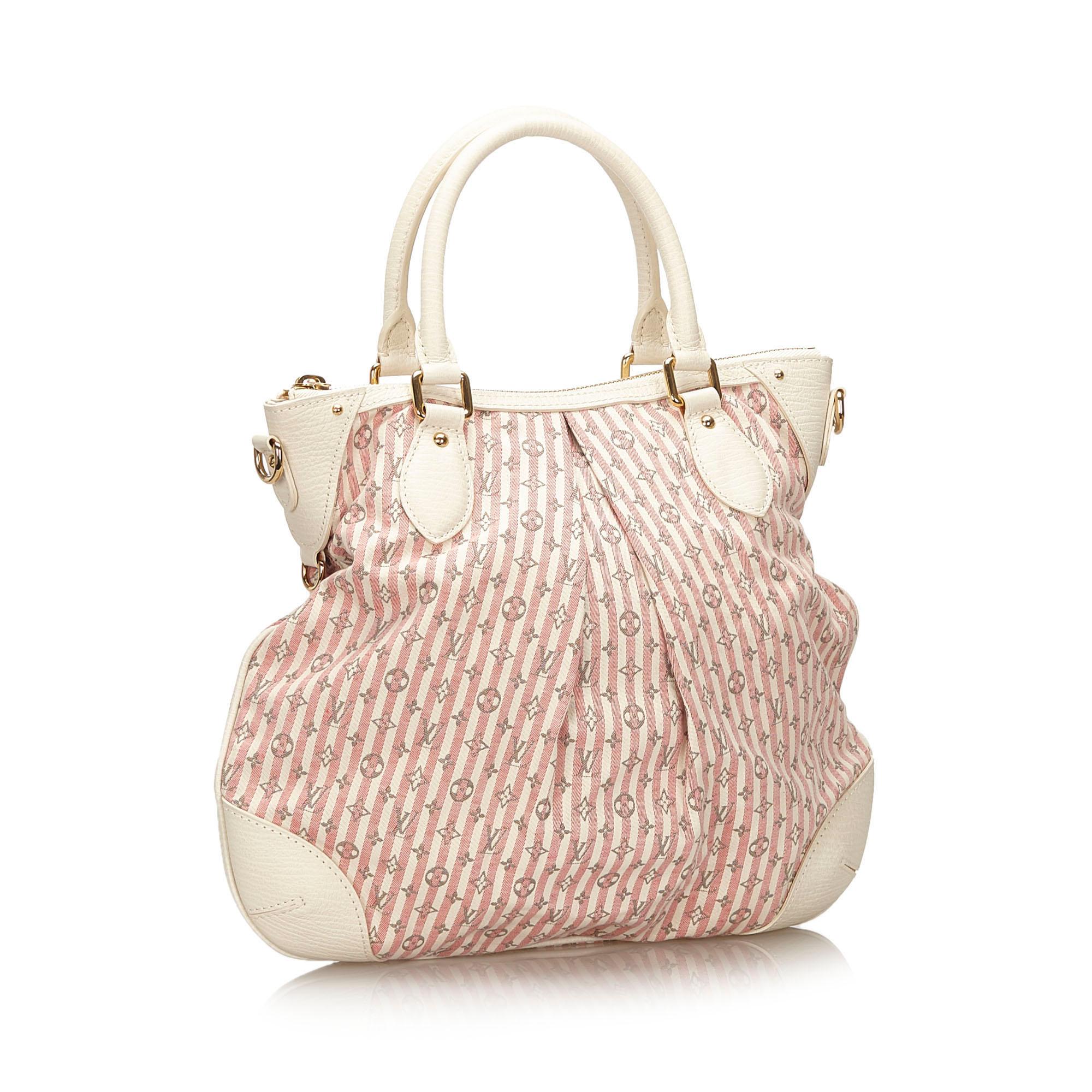 The Croisette Marina PM features a mini lin body with leather trim, rolled leather handles, a detachable flat leather strap, a top zip closure, and interior slip pockets. It carries as AB condition rating.

Inclusions: 
Dust Bag

Louis Vuitton