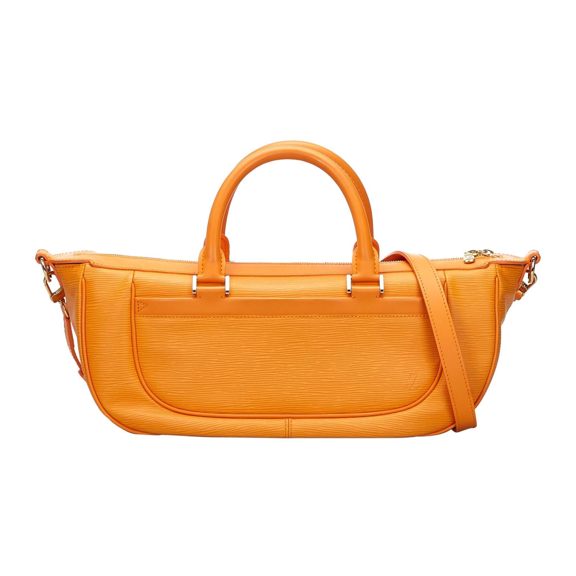 Vintage Authentic Louis Vuitton Orange Epi Leather Dhanura GM France LARGE  For Sale