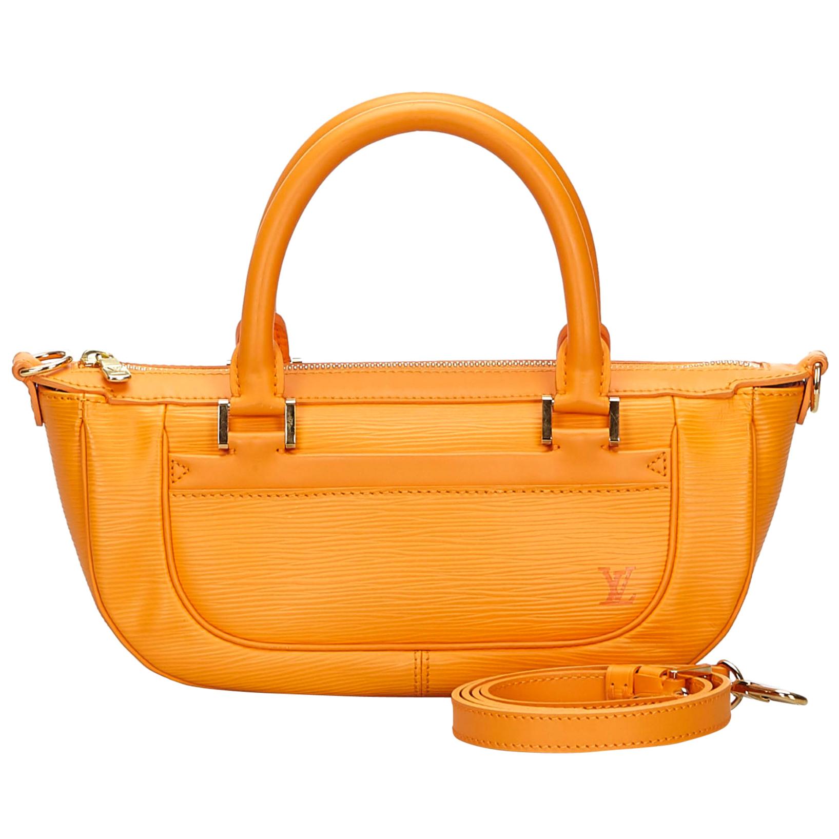 Vintage Authentic Louis Vuitton Orange Epi Leather Dhanura PM France SMALL  For Sale