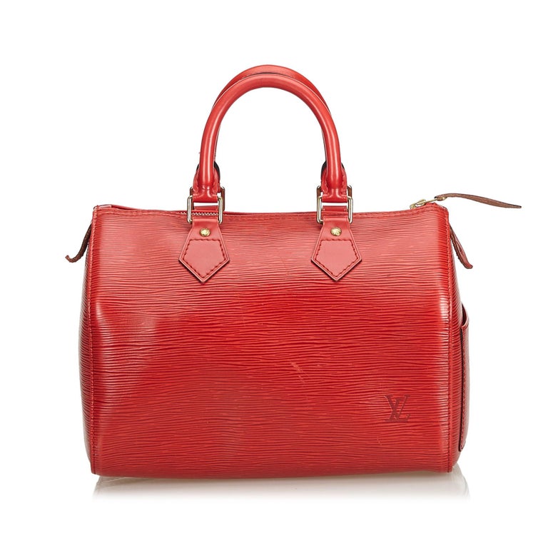 Vintage Authentic Louis Vuitton Red Epi Leather Speedy 25 France MEDIUM ...