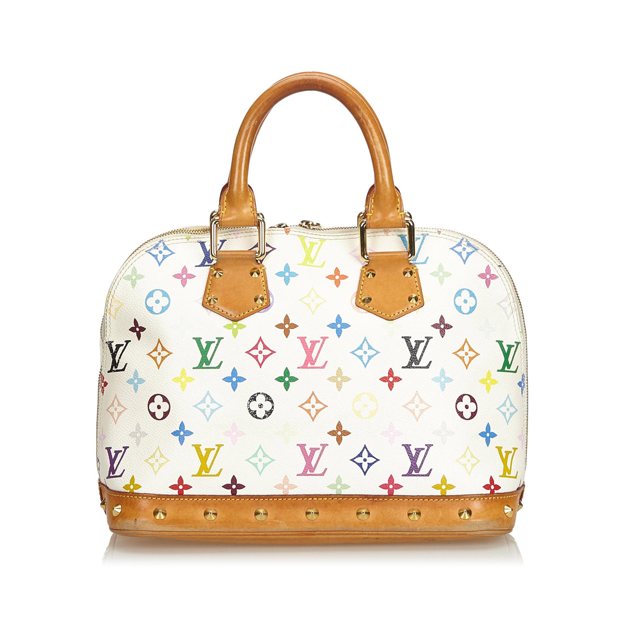 Vintage Authentic Louis Vuitton White Alma PM France SMALL  In Good Condition For Sale In Orlando, FL