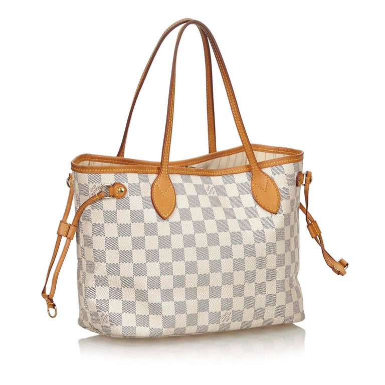 Vintage Authentic Louis Vuitton White Azur Neverfull PM France SMALL at 1stdibs