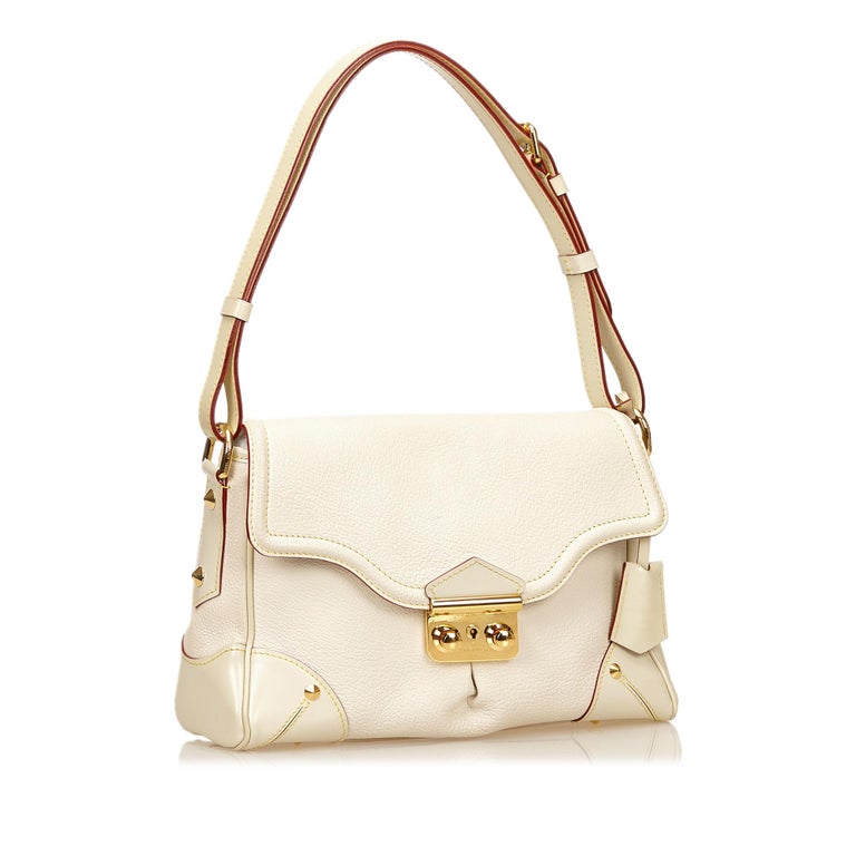 Vintage Authentic Louis Vuitton White LEssentiel PM France w Dust Bag SMALL For Sale at 1stdibs