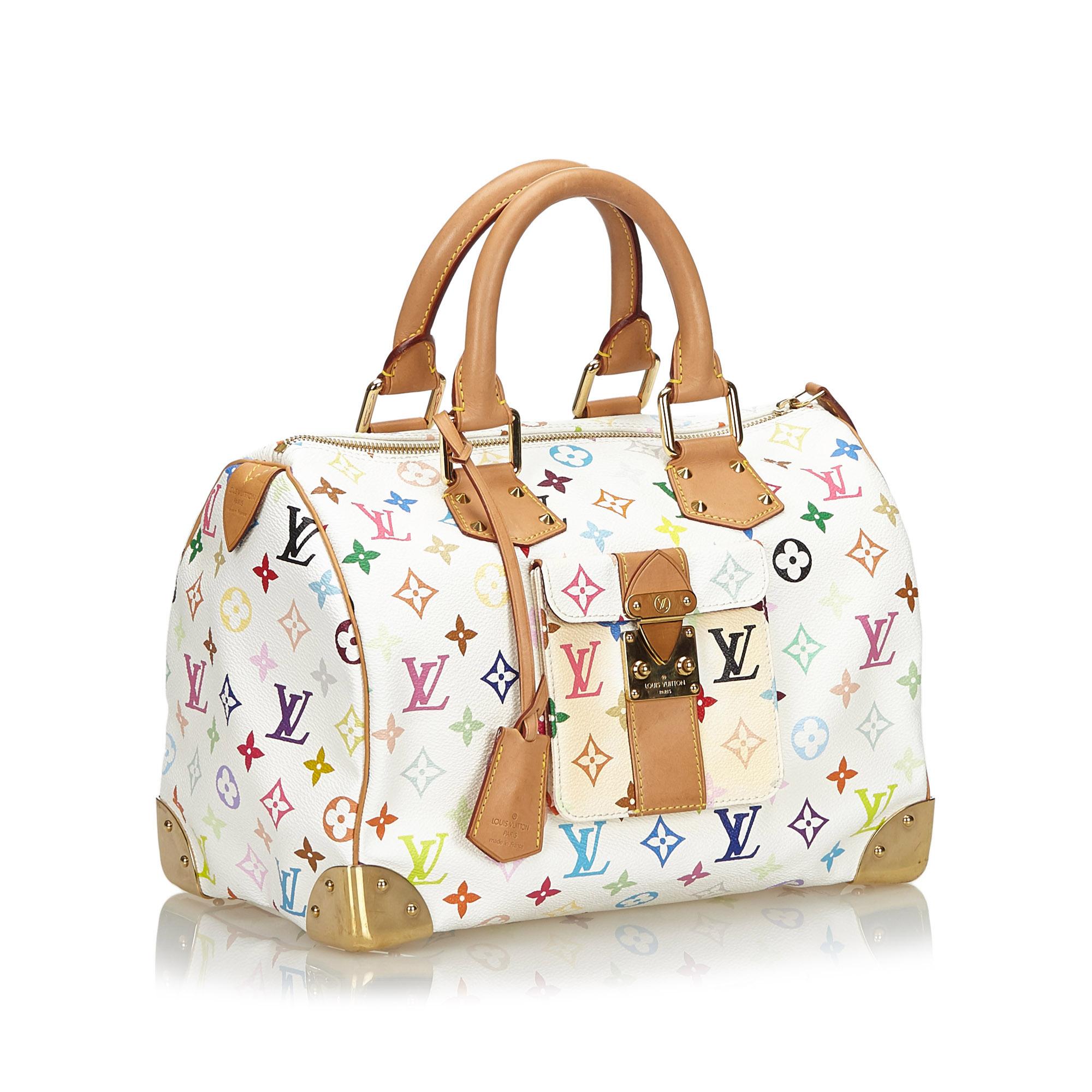 The Speedy 30 features the Monogram Multicolore canvas with vachetta trim, an exterior flap pocket with a stud closure, rolled vachetta handles, a top zip closure, and an interior slip pocket. It carries as B+ condition rating.

Inclusions: 
Dust