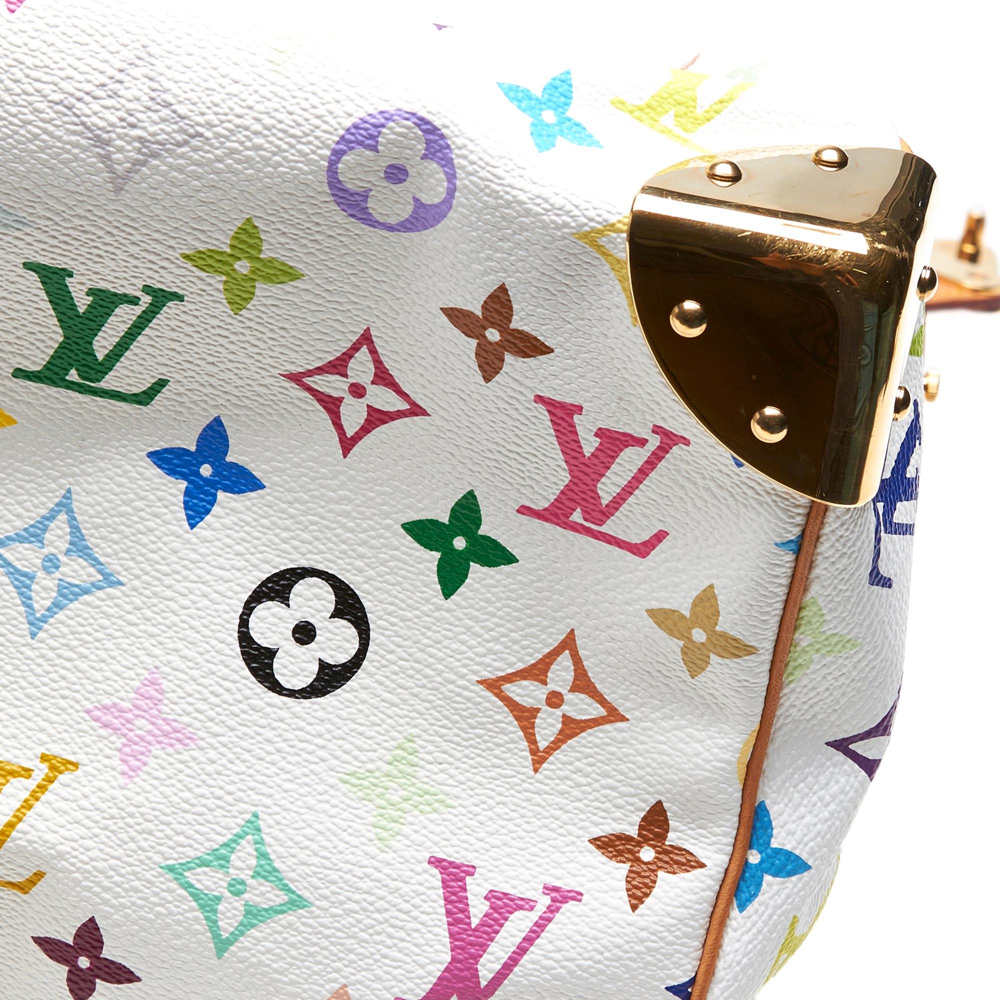 Vintage Authentic Louis Vuitton White Speedy 30 France w Dust Bag Key MEDIUM 5