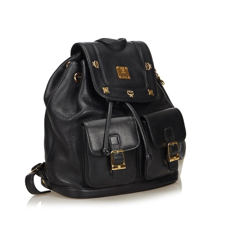 MCM Vintage Black Leather Backpack