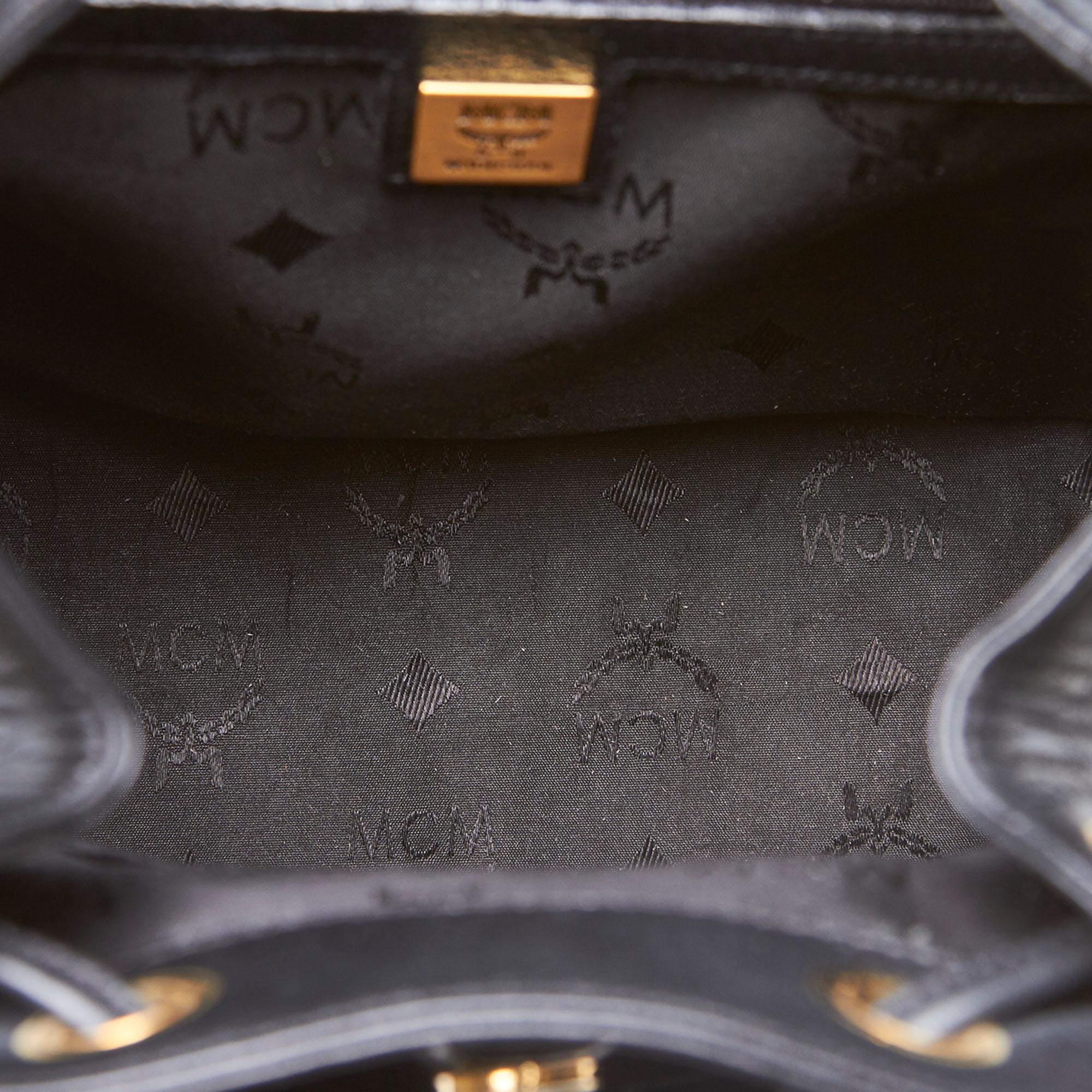 Vintage Authentic MCM Black Leather Backpack Germany MEDIUM  For Sale 1