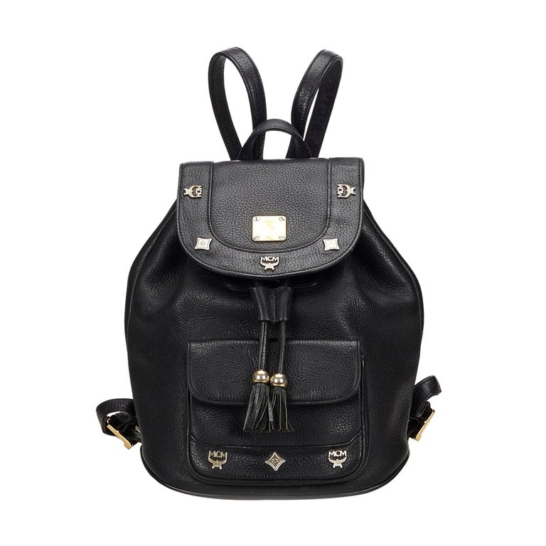 Vintage Authentic MCM Black Leather Backpack Germany w/ Authenticity