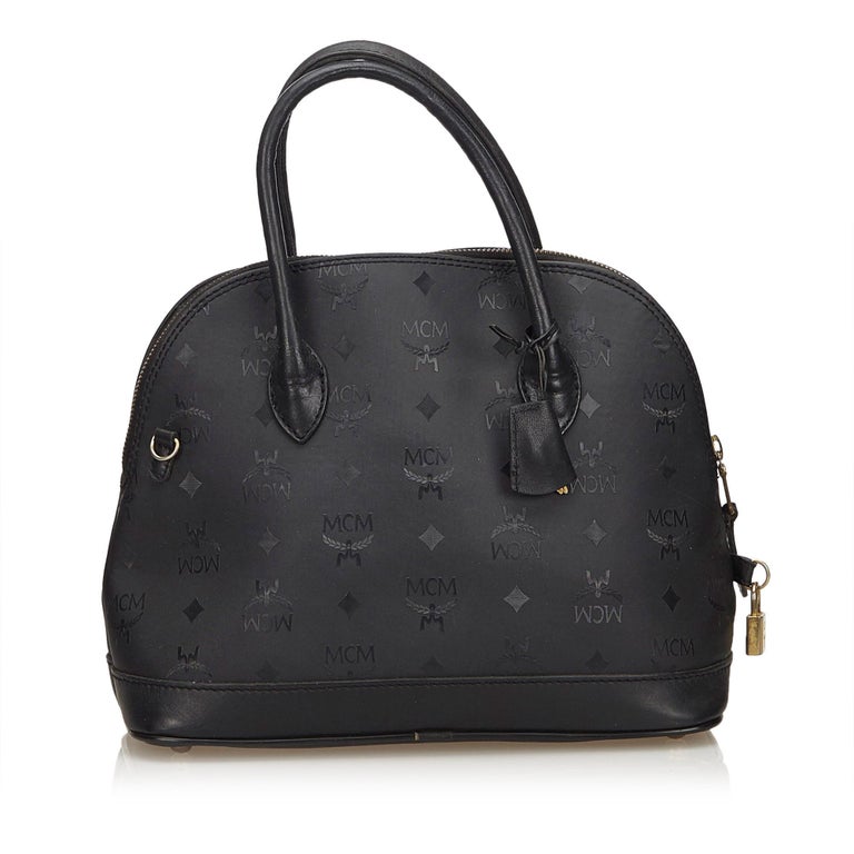 Vintage Authentic MCM Black Visetos Handbag Germany w Padlock Key