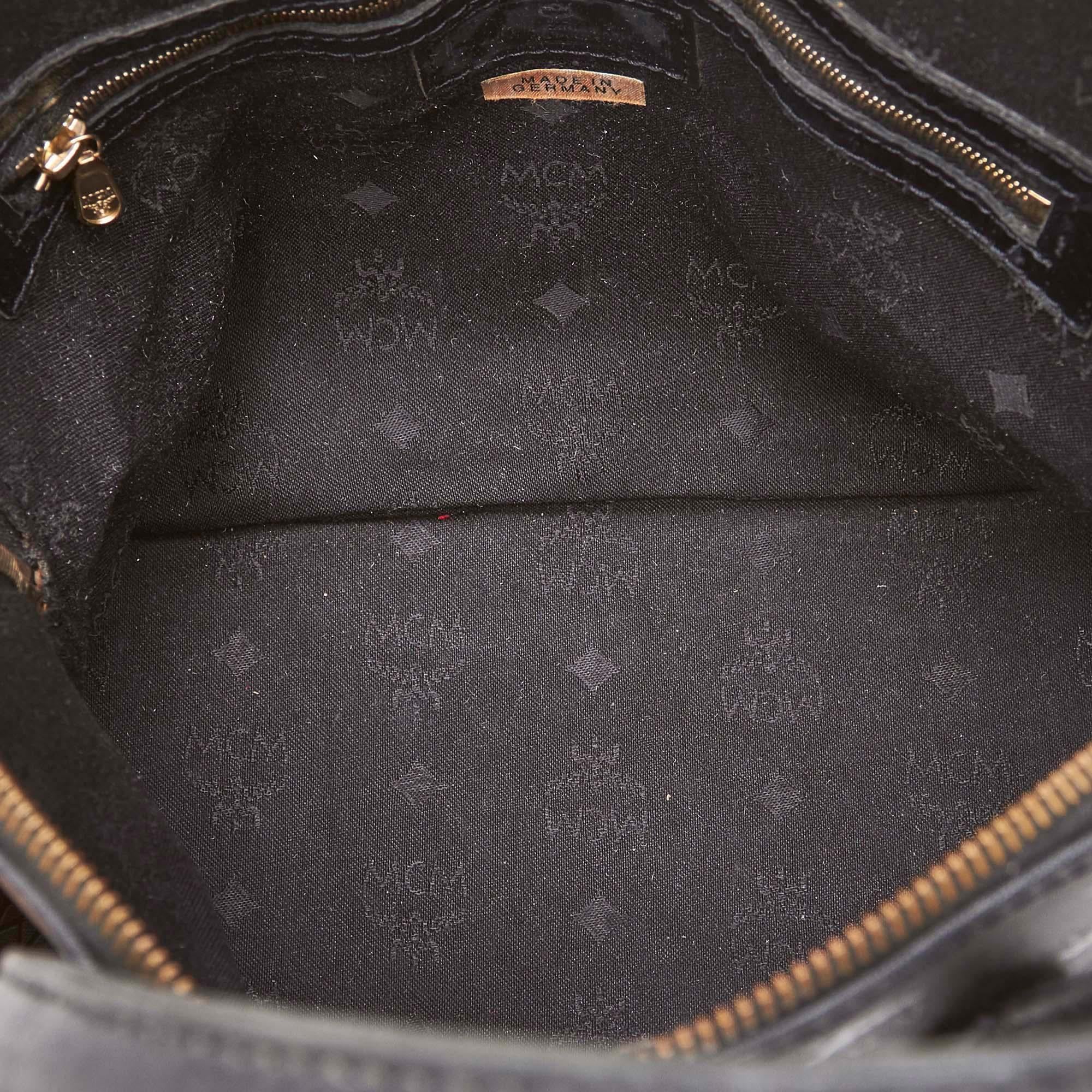 Vintage Authentic MCM Black Visetos Handbag Germany w Padlock Key MEDIUM  For Sale 1