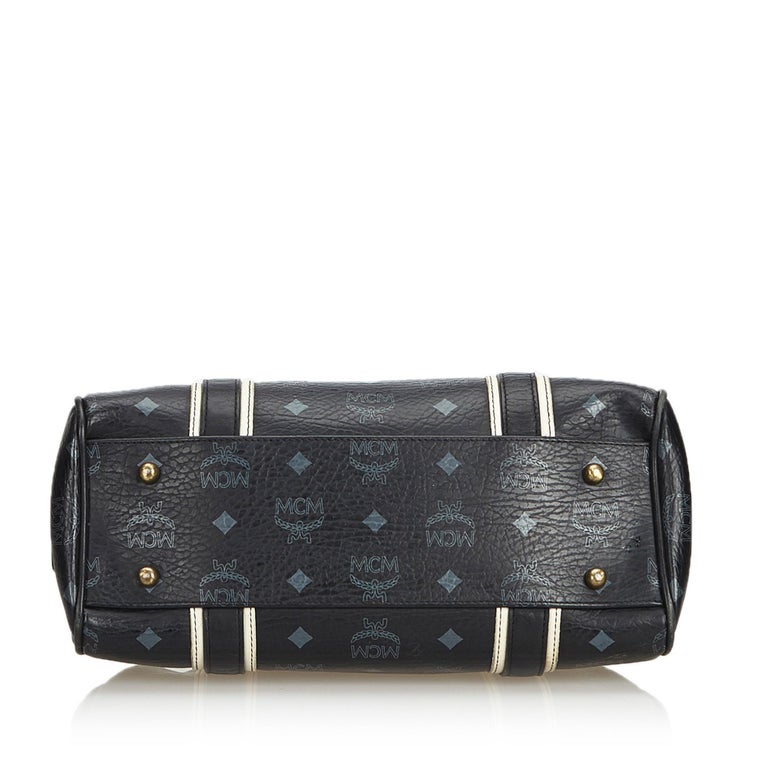 Vintage Authentic MCM Black with White Leather Visetos Handbag Germany