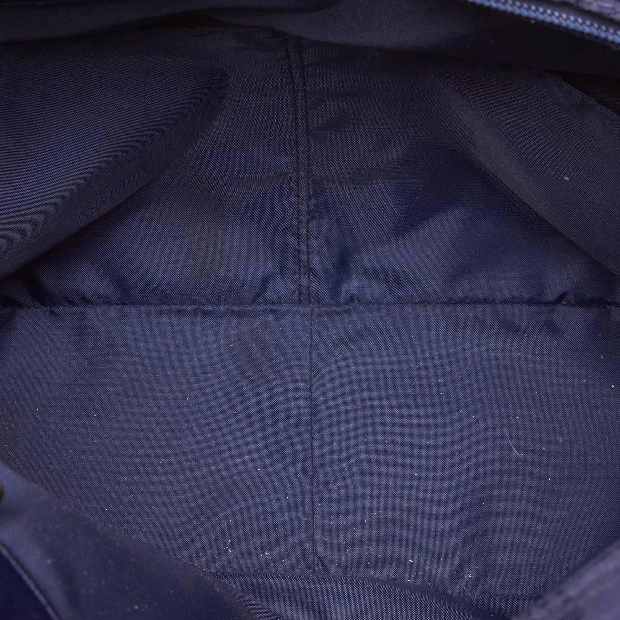 Women's Vintage Authentic MCM Blue Visetos Shoulder Bag Germany w Dust Bag LARGE  For Sale