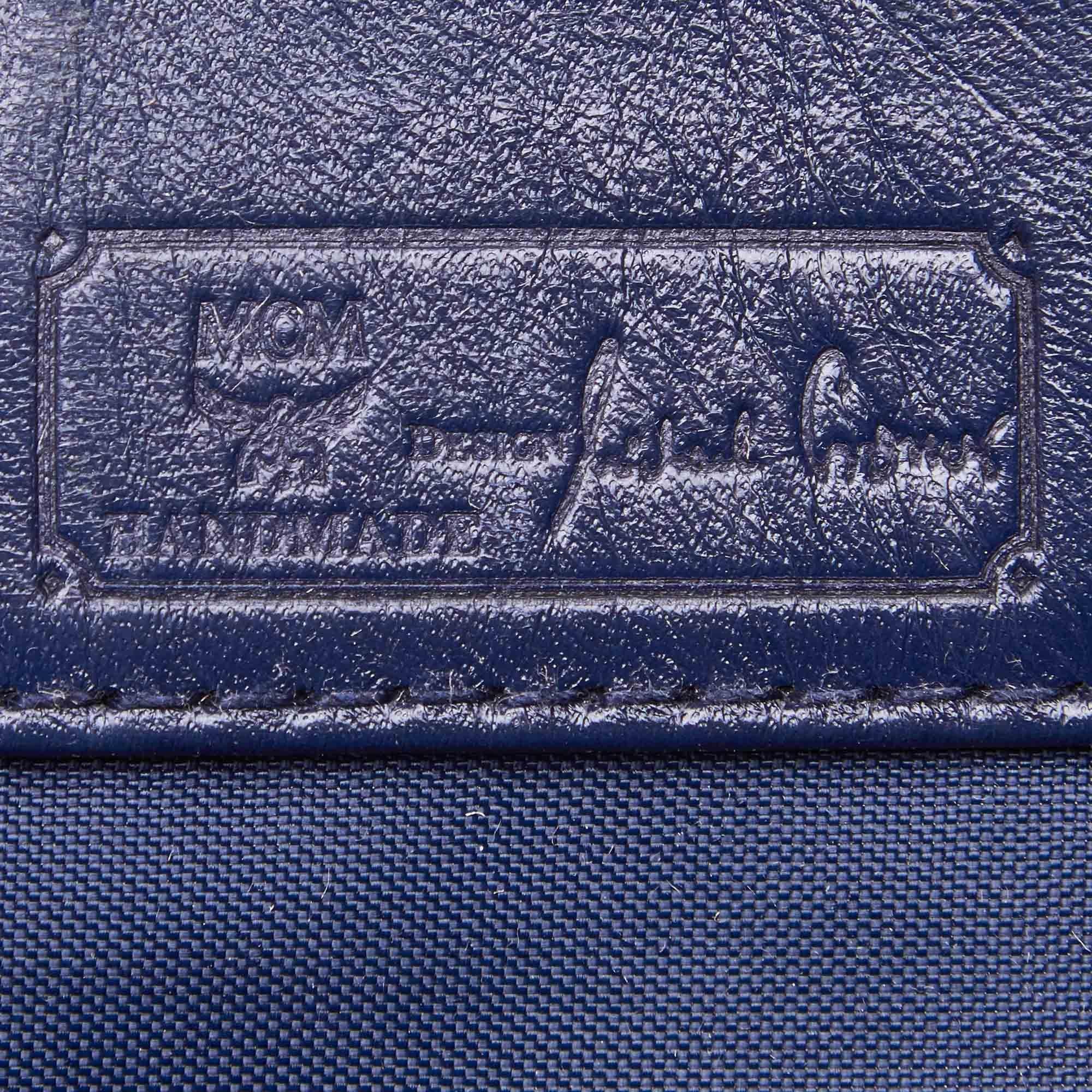 Vintage Authentic MCM Blue Visetos Shoulder Bag Germany w Dust Bag LARGE  For Sale 1