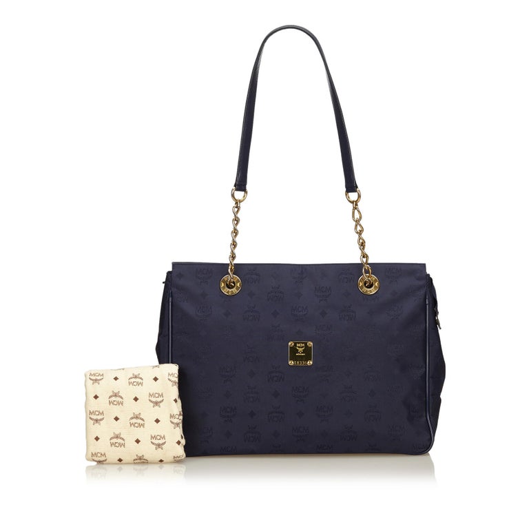 Vintage Authentic MCM Blue Visetos Shoulder Bag Germany w Dust Bag