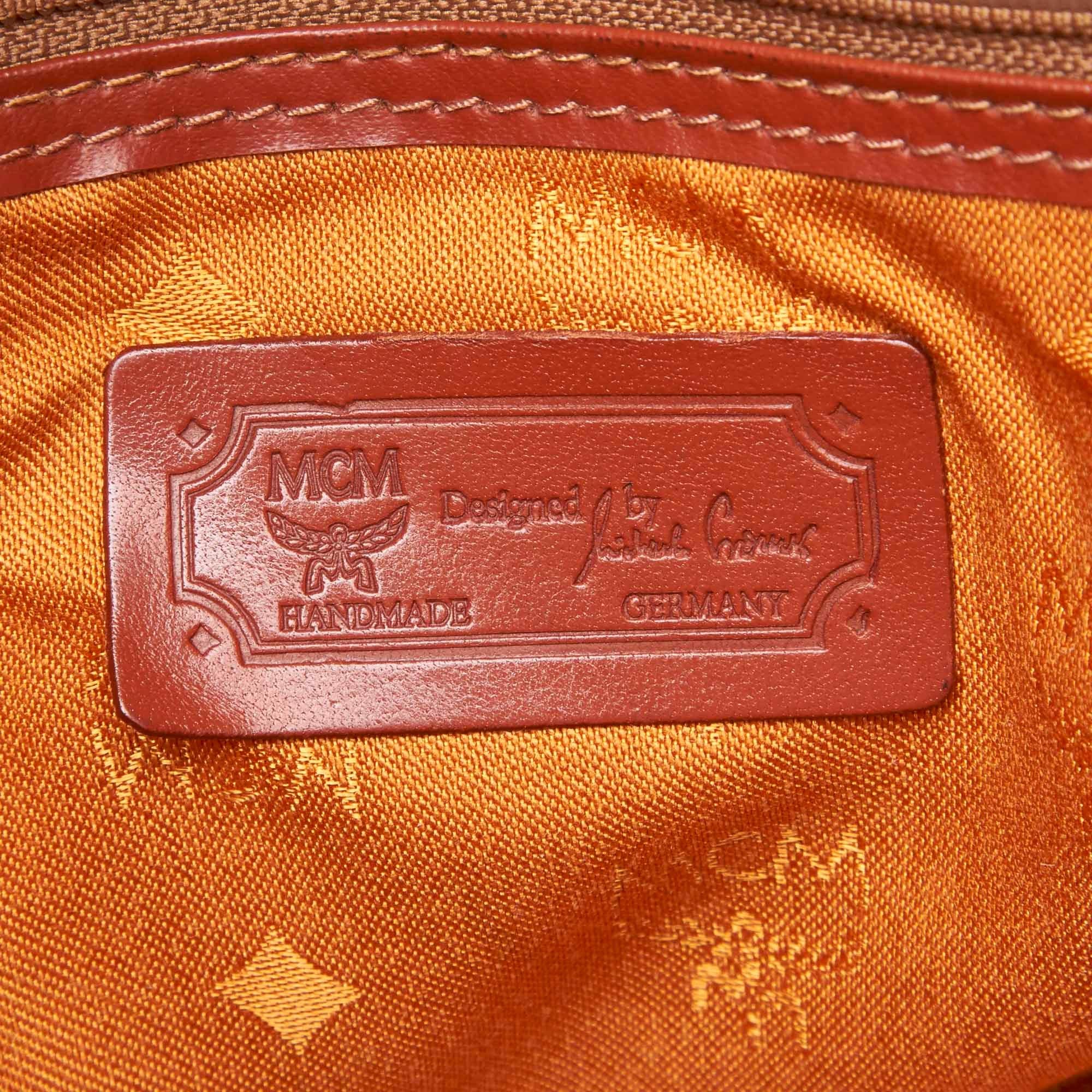 Vintage Authentic MCM Brown Leather Visetos Duffle Bag Germany LARGE  For Sale 4