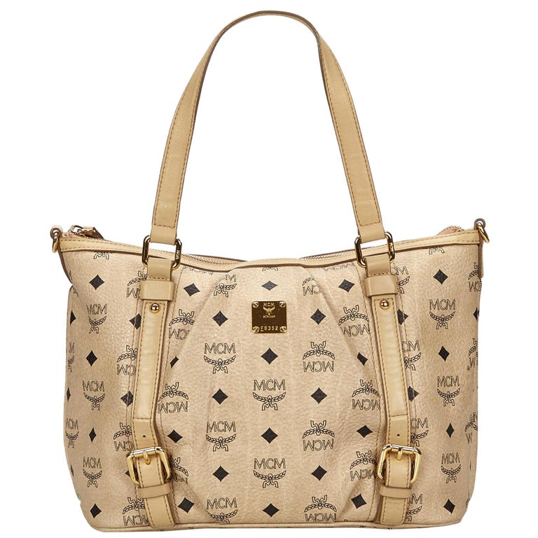 Vintage Authentic MCM Brown Leather Visetos Handbag GERMANY w/ Dust Bag