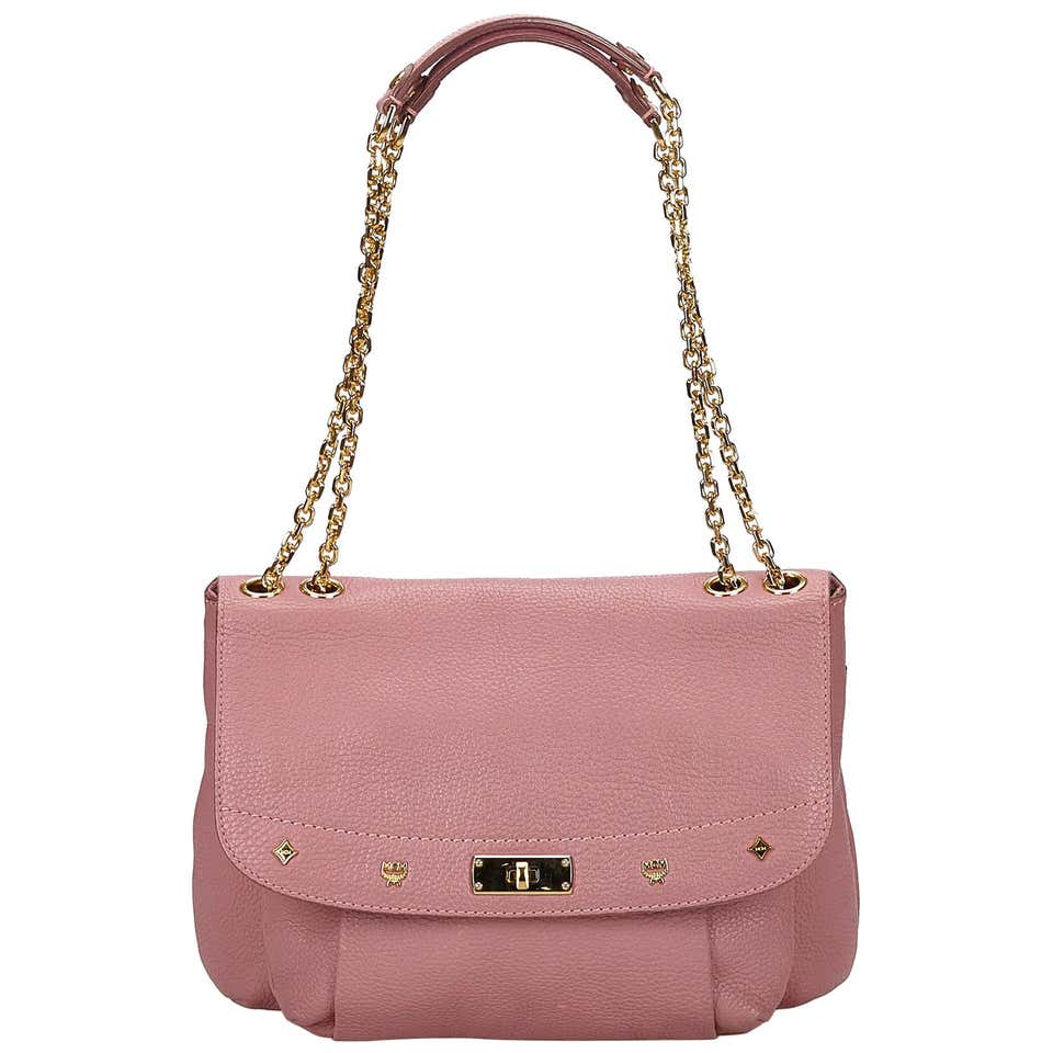 MCM Metallic Pink Monogram Visetos Medium Anya Zip Top Shopper Tote Bag ...